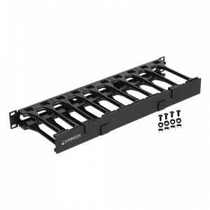 Кабельный органайзер 19" c пластиковыми пальцами и крышкой