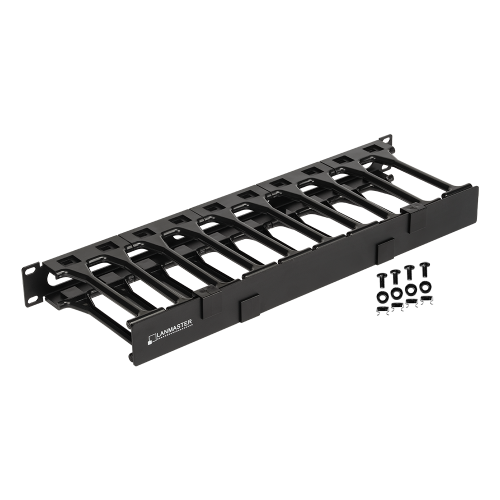 Кабельный органайзер 19" c пластиковыми пальцами и крышкой