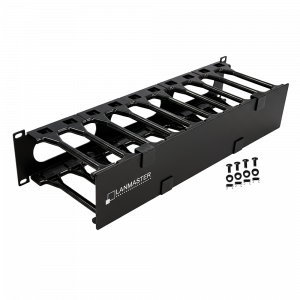 Кабельный органайзер 19" c пластиковыми пальцами и крышкой