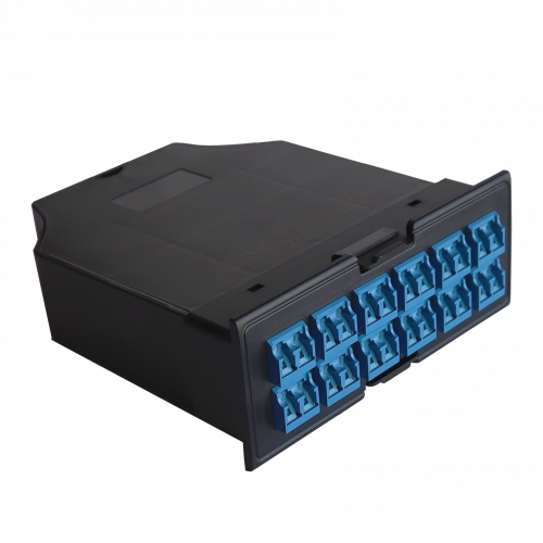 MPO кассета OS2, для модульной панели, 24xLC, тип B, низкие потери, черная