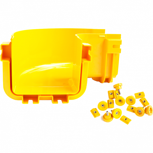 Горизонтальный поворот 90° оптического лотка, монтаж без соединителей, желтый