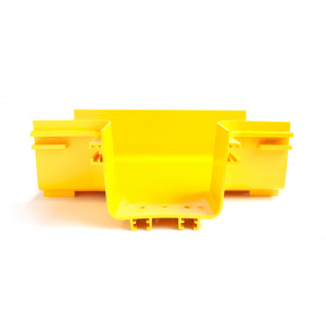 Горизонтальный отвод с лотка 240 мм на лоток 120 мм, желтый