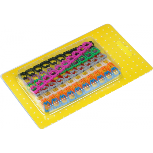 Набор цветных маркировочных кабельных клипс с цифрами, для кабелей диаметром до 6.5 мм