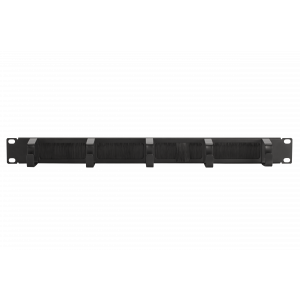 Кабельный органайзер 19" c щеточным вводом с 5 металлическими кольцами, 1U