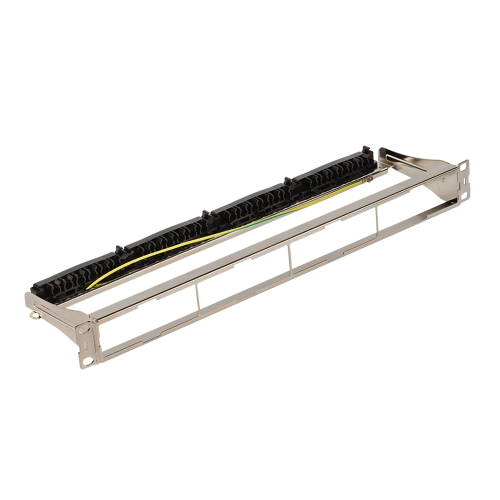 Патч-панель модульная 19", экранированная, на 4 вставки, 1U, с задним органайзером с фиксаторами кабеля