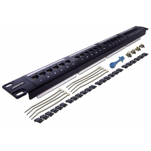 Патч-панель LANMASTER 24 порта, UTP, кат.6, 1U
