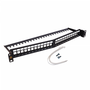 Патч-панель наборная 19" угловая заглубленная, неэкранированная, 24 порта, 1U