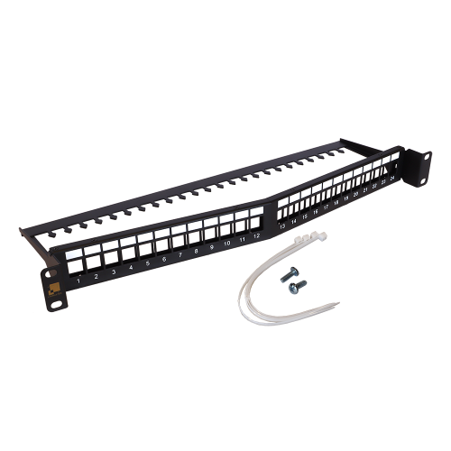 Патч-панель наборная 19" угловая заглубленная, неэкранированная, 24 порта, 1U