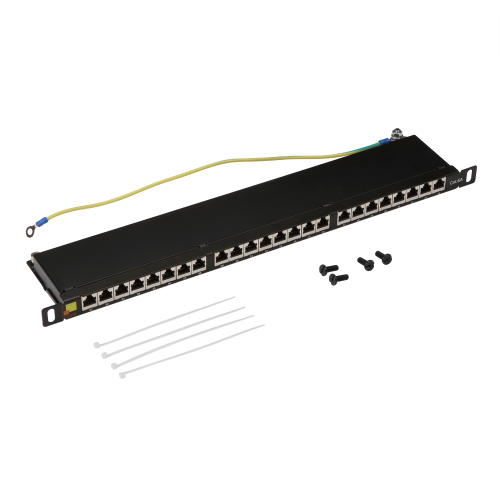 Патч-панель LANMASTER компактная 24 порта, STP, кат. 6A, 0.5U