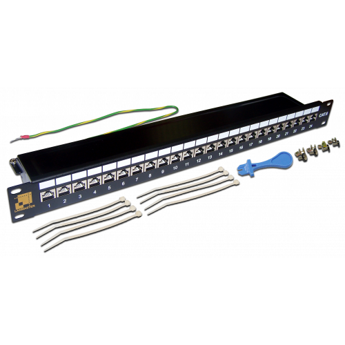 Патч-панель LANMASTER 24 порта, STP, кат.6, 1U, с задним органайзером