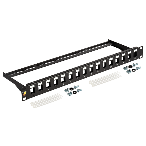 Патч-панель наборная 19", неэкранированная, 16 портов, 1U, с задним органайзером