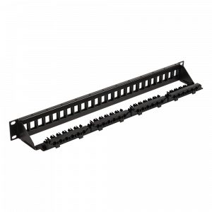 Патч-панель наборная 19", неэкранированная, 24 порта, 1U, с задним органайзером с фиксаторами кабеля
