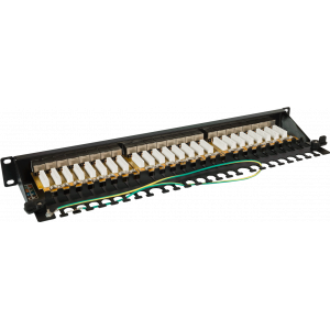 Патч-панель LANMASTER 24 порта с индикаторами, STP, кат.6, 1U
