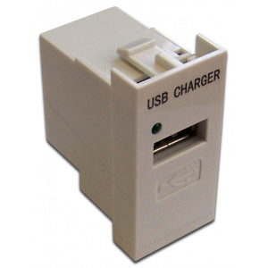 Модуль USB-зарядки, 1 порт, без выключателя, 1A/5V, 22.5x45, белый