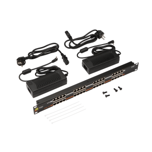 Панель POE 19", 16 портов, с двумя блоками питания 48V, 120W