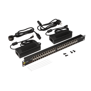 Панель POE 19", 24 порта, с двумя блоками питания 48V, 120W