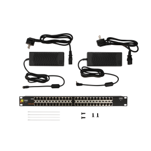 Панель POE 19", 24 порта, с двумя блоками питания 48V, 120W