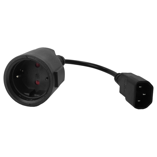 Шнур переходной, вилка C14 - розетка Schuko, 3х0.75, 220В, 10А, черный, 0.2 метра