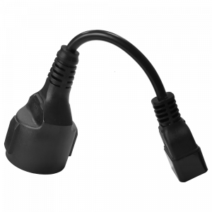 Шнур переходной, вилка C20 - розетка Schuko, 3х1.5, 220В, 16А, черный, 0.2 метра