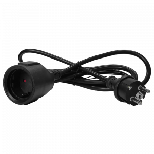 Удлинитель, вилка Schuko прямая - розетка Schuko, 3х1.5, 220В, 16А, черный