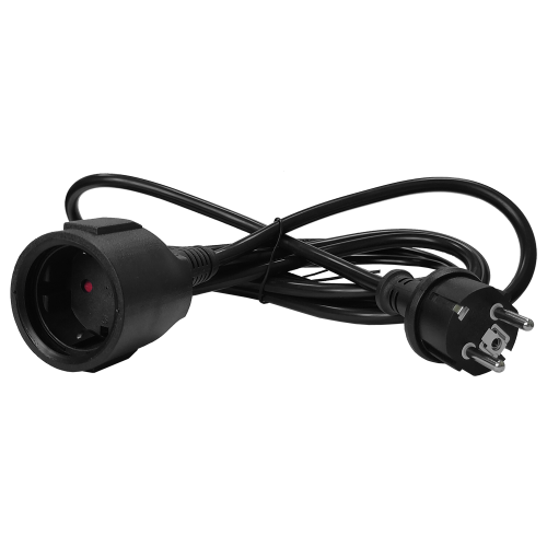 Удлинитель, вилка Schuko прямая - розетка Schuko, 3х1.5, 220В, 16А, черный