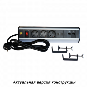 Блок розеток: 3 эл. модуля, 2 USB модуля, 2 порта кат.6