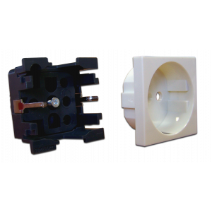 Лицевая панель электрической розетки Mosaic 45x45, нем. ст., 2K+3, со шторками