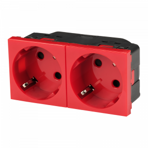 Модуль розеточный Mosaic двойной 45х90 мм с заземлением и шторками, безвинтовое подключение