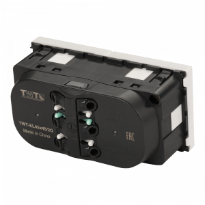 Модуль розеточный Mosaic двойной 45х90 мм с заземлением и шторками, безвинтовое подключение