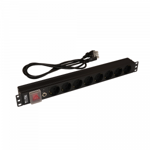 Блок розеток 19" 10А на 8 гнезд Schuko