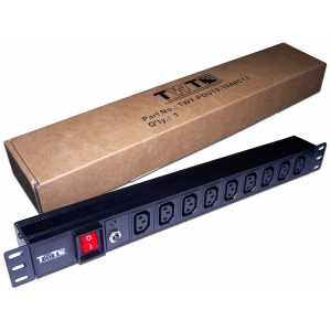 Блок розеток 19", 1-фазный с выключателем, 10A / 250V, 9xC13, без шнура питания, разъем C14