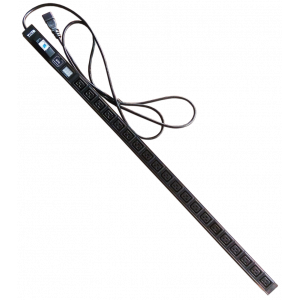 Вертикальный блок розеток, 20xC19, 250V, 16A, A/V-метр, шнур 3 метра, вилка C20