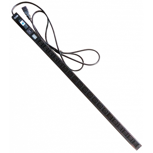 Вертикальный блок розеток, 20xC19, 250V, 16A, A/V-метр, шнур 3 метра, вилка C20