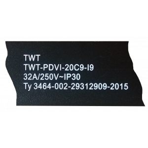 Вертикальный блок розеток, 20xC19, 250V, 32A, A/V-метр, шнур 3 метра, вилка IEC309