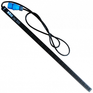 Вертикальный блок розеток, 20xC19, 250V, 32A, A/V-метр, шнур 3 метра, вилка IEC309