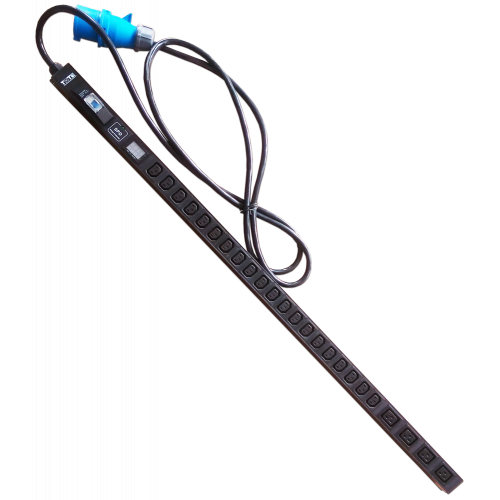 Блок розеток вертикальный, 1-фазный с автоматом, A/V-метр, 32A / 250V, 4xC19 + 20xC13, шнур 3.0 м, разъем IEC309