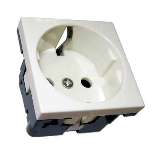 Розетка электрическая Mosaic 45x45, нем. ст., 2K+3, 16A, со шторками (в сборе)