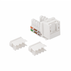 Модуль Keystone, RJ45, кат.5E, UTP, 90 градусов, со встроенной шторкой, белый