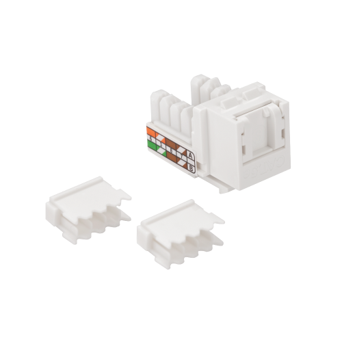 Модуль Keystone, RJ45, кат.5E, UTP, 90 градусов, со встроенной шторкой, белый
